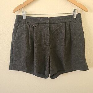 Cyrillus Paris Tweed Shorts Size 10 Grey Wool Blend Fabric Pleats Pockets